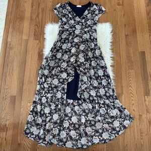 Altar’d State Floral Maxi Dress Women’s Medium High Low Ruffle Short Sleeve Boho